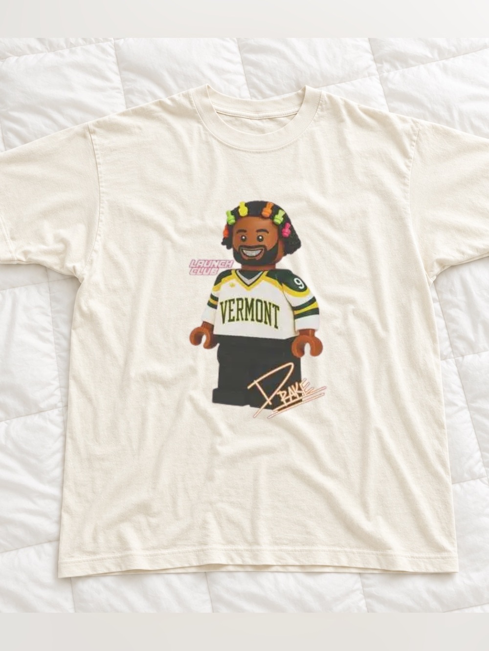 Gildan Cream Vermont Graphic Short Sleeve Tee, Vintage Drake Graphic Shirt